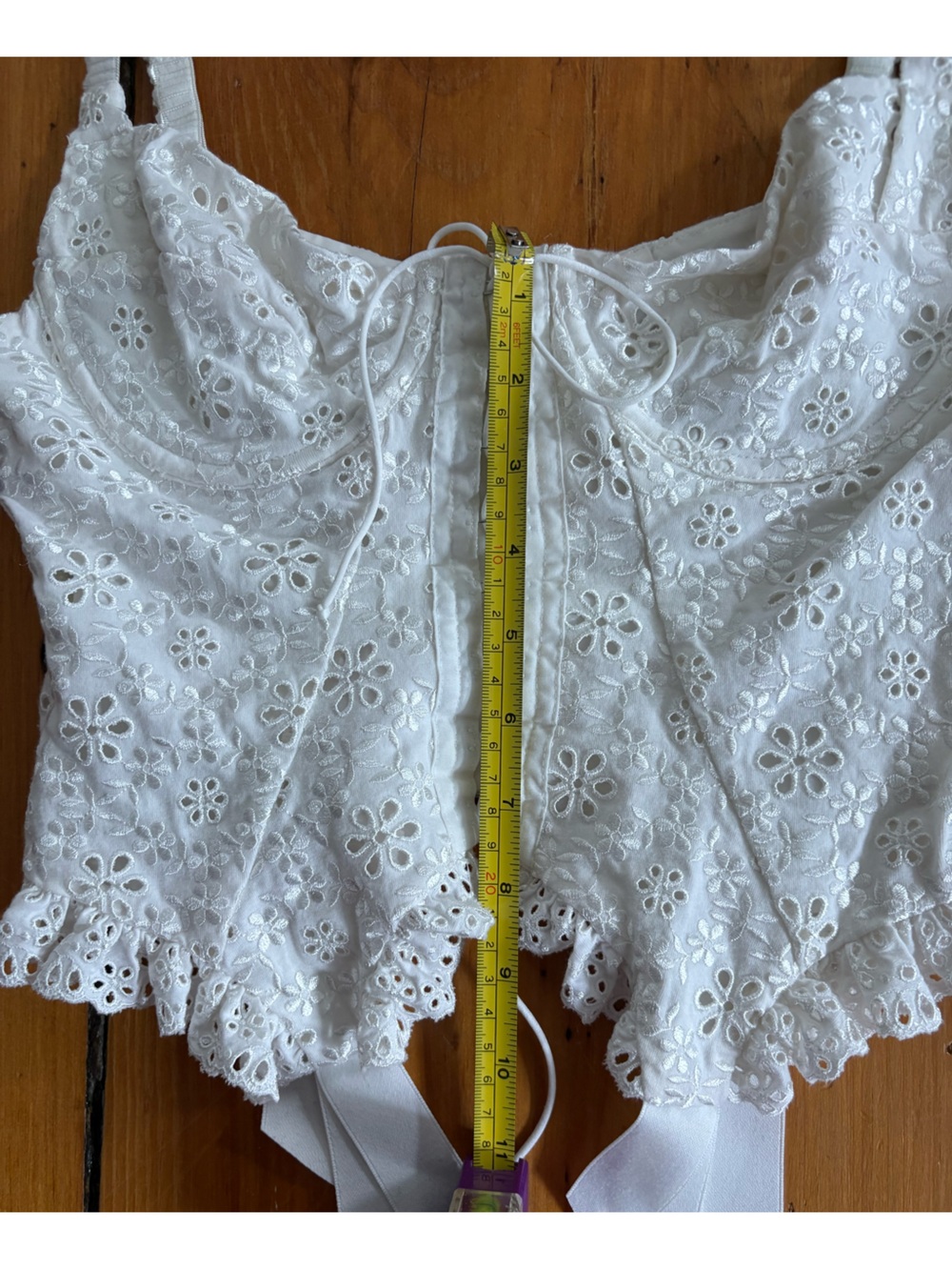 For Love & Lemons Sophie Eyelet Bustier Lace Front Top in White, Size Small (S) - Picture 12 of 15